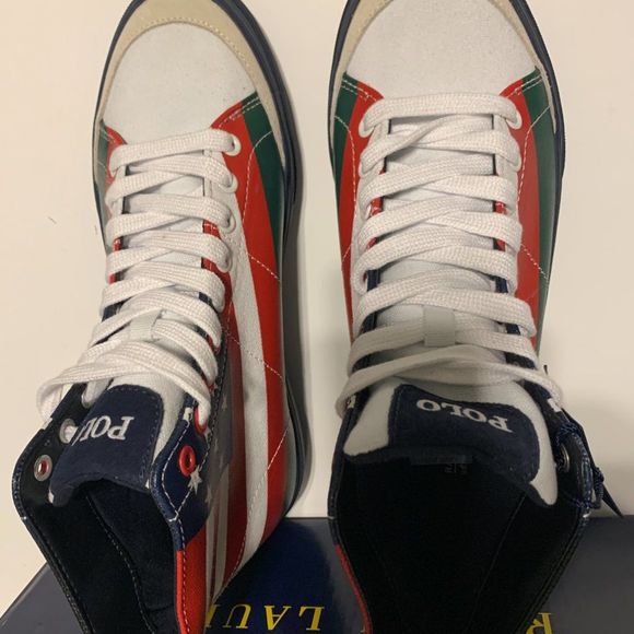 Polo Ralph Lauren Men's Solomon Flag-Print Sneakers Multicolor - Picture 8 of 9